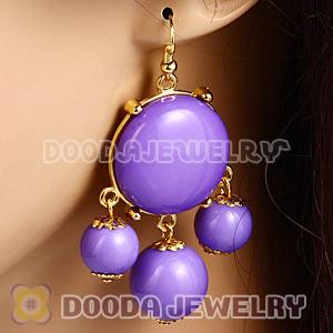 Fashion Gold Plated Lavender Drop Bubble Earrings Wholesale