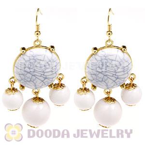 Fashion Gold Plated Drop White Turquoise Bubble Earrings Wholesale