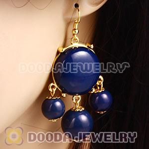 Fashion Gold Plated Navy Drop Bubble Earrings Wholesale
