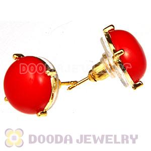 2012 Fashion Gold Plated Coral Red Bubble Stud Earrings Wholesale