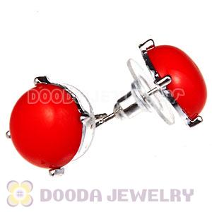 2012 Fashion Silver Plated Coral Red Bubble Stud Earrings Wholesale