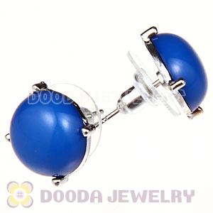 2012 Fashion Silver Plated Dark Blue Bubble Stud Earrings Wholesale