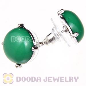 2012 Fashion Silver Plated Dark Green Bubble Stud Earrings Wholesale