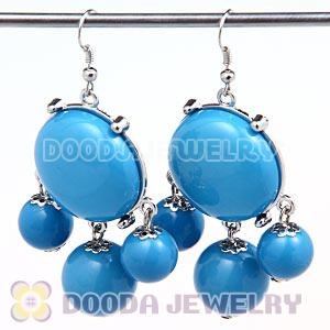 Fashion Silver Plated Drop Blue Bubble Earrings Wholesale