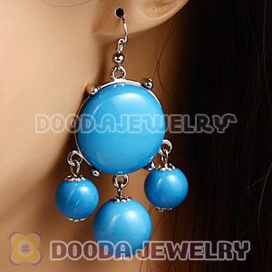 Fashion Silver Plated Drop Blue Bubble Earrings Resin Wholesale