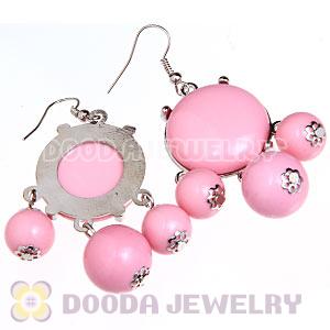 Fashion Silver Plated Drop Pink Bubble Earrings Resin Wholesale
