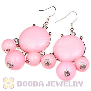 Fashion Silver Plated Drop Pink Bubble Earrings Resin Wholesale