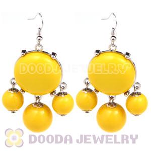 Fashion Silver Plated Drop Yellow Bubble Earrings Resin Wholesale
