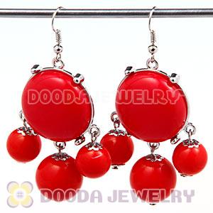 Fashion Silver Plated Drop Coral Red Bubble Earrings Wholesale