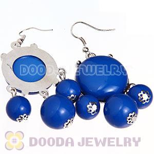 Fashion Silver Plated Drop Dark Blue Bubble Earrings Resin Wholesale