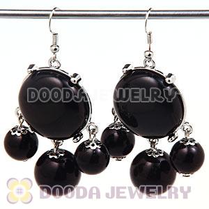 Fashion Silver Plated Drop Black Bubble Earrings Wholesale