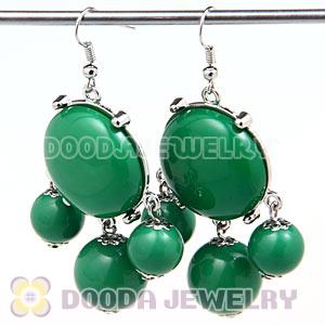 Fashion Silver Plated Drop Dark Green Bubble Earrings Wholesale