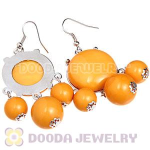 Fashion Silver Plated Drop Yolk Yellow Bubble Earrings Resin Wholesale