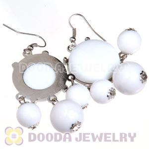 Fashion Silver Plated Drop White Bubble Earrings Resin Wholesale