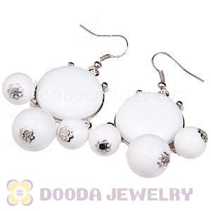 Fashion Silver Plated Drop White Bubble Earrings Resin Wholesale
