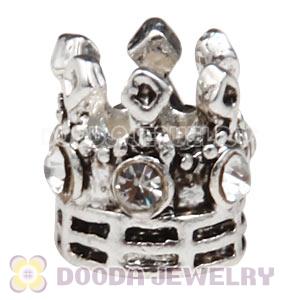 European Style Silver Plated Crown Charm Bead With White Stone Wholesale 
