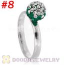 8mm Czech Crystal Ball 925 Sterling Silver Rings Wholesale