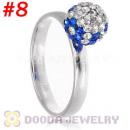 8mm Czech Crystal Ball 925 Sterling Silver Rings Wholesale