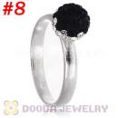 8mm Czech Crystal Ball 925 Sterling Silver Rings Wholesale