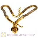 Vintage Goden Chain Snake Head Punk Gothic Pendant Necklace