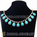 Crystal Gemstone Drop Charm Tassel Gold Tone Choker Necklace