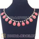 Crystal Gemstone Drop Charm Tassel Gold Tone Choker Necklace