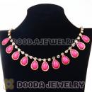 Crystal Gemstone Drop Charm Tassel Gold Tone Choker Necklace