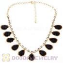 Crystal Gemstone Drop Charm Tassel Gold Tone Choker Necklace
