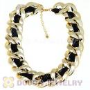 Chunky Gold Interlocking Chain And Black Chain Necklace Wholesale