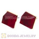 Gold Plated Claret Cubic Jelly Resin Diamond Stud Earrings Wholesale