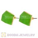 Gold Plated Green Cubic Jelly Resin Diamond Stud Earrings Wholesale
