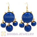 Fashion Gold Plated Dark Blue Drop Bubble Earrings Wholesale