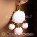 Fashion Gold Plated White Drop Bubble Earrings Wholesale
