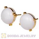 2012 Fashion Gold Plated White Bubble Stud Earrings Wholesale