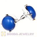 2012 Fashion Silver Plated Dark Blue Bubble Stud Earrings Wholesale