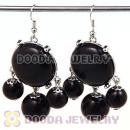Fashion Silver Plated Drop Black Bubble Earrings Wholesale