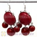 Fashion Silver Plated Drop Claret Bubble Earrings Wholesale