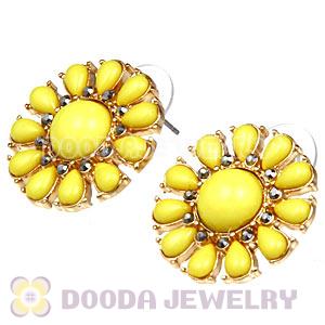 Fashion Gold Plated Yellow Flower Bubble Stud Earring Wholesale