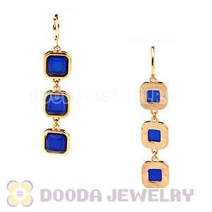 Fashion Gold Plated Blue Resin Drop Bubble Earrings Wholesale