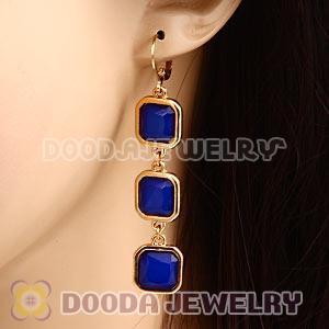 Fashion Gold Plated Blue Resin Drop Bubble Earrings Wholesale