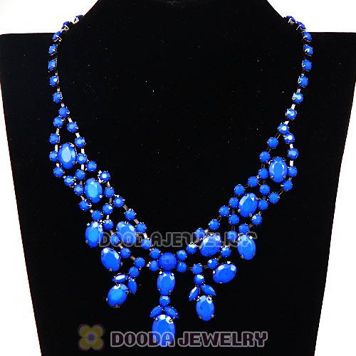 Chunky Multilayer Dark Blue Resin Rhinestone Choker Bib Collar Necklace Wholesale