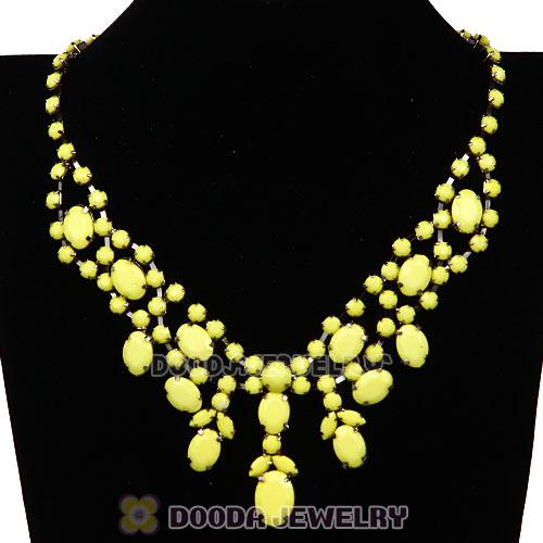 Chunky Multilayer Yellow Resin Rhinestone Choker Bib Collar Necklace Wholesale
