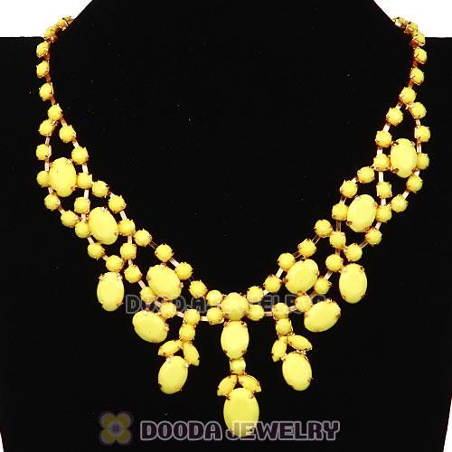 Chunky Multilayer Yellow Resin Rhinestone Choker Bib Collar Necklace Wholesale