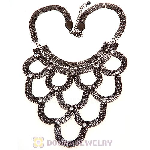 European Chunky Snake Chain Crystal Choker Bib Collar Necklace