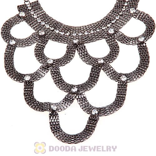 European Chunky Snake Chain Crystal Choker Bib Collar Necklace