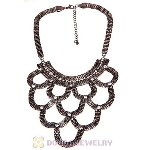 European Chunky Snake Chain Crystal Choker Bib Collar Necklace