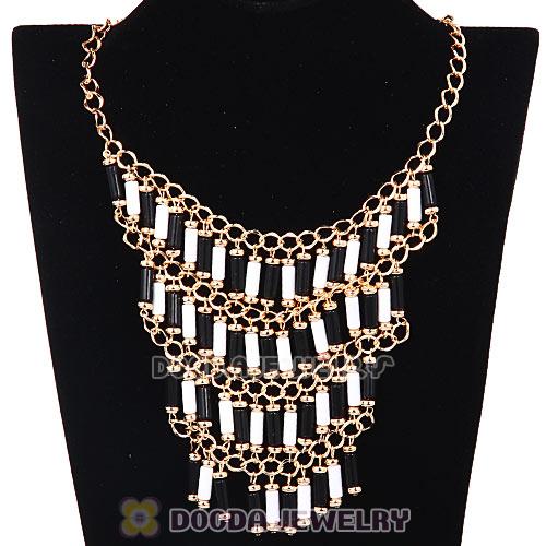 Bohemia Gold Net Cylinder Statement Tassel Necklaces Wholesale