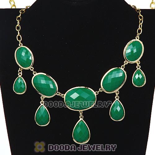 European Geometry Facets Dark Green Resin Drop Choker Bib Necklaces Wholesale