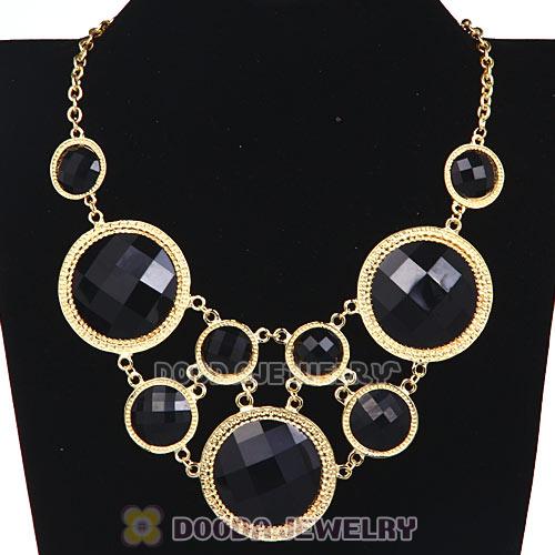 Black Facets Resin Gem Choker Bib Necklaces Wholesale