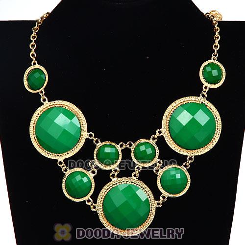 Dark Green Facets Resin Gem Choker Bib Necklaces Wholesale